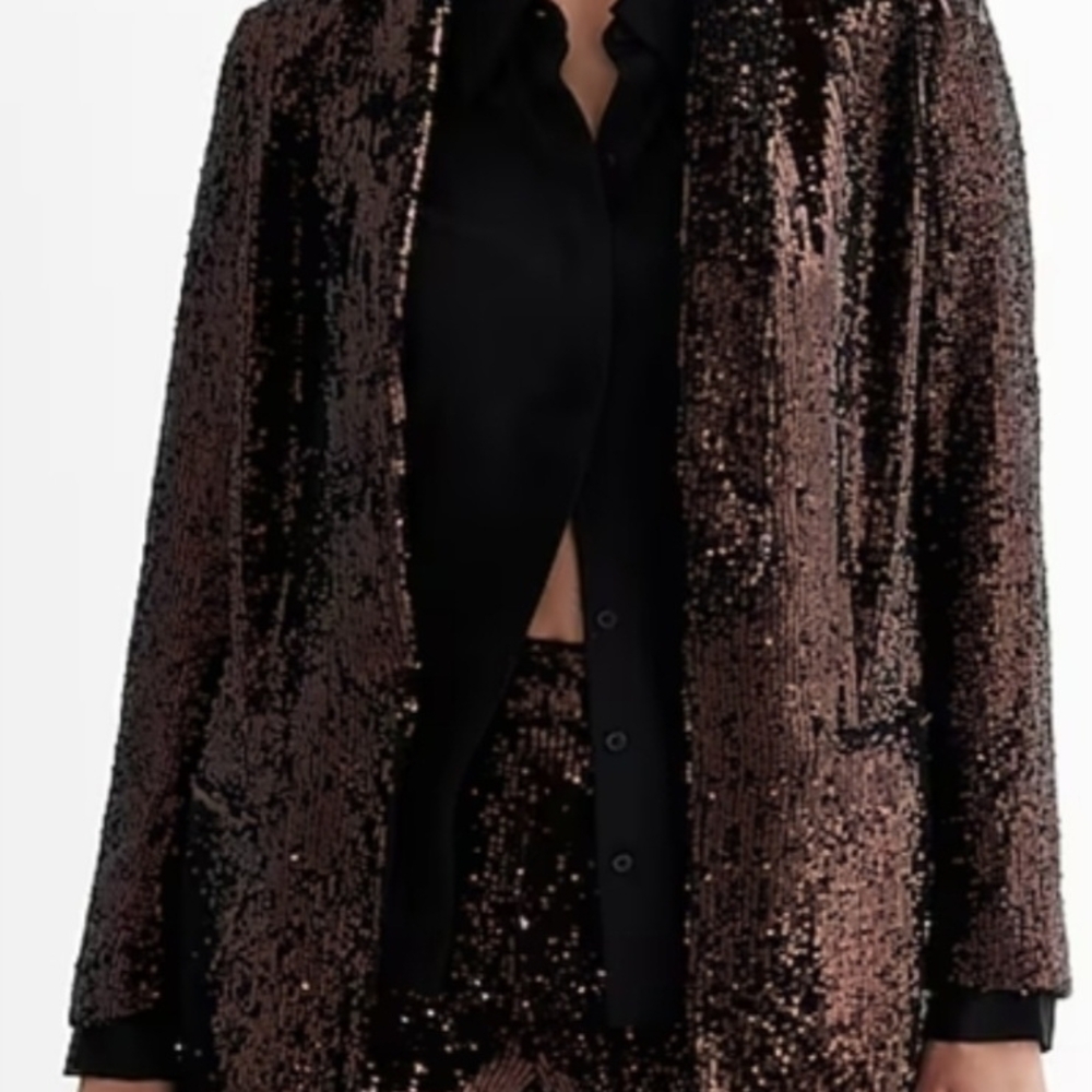 Express Black and Brown Sequin Blazer